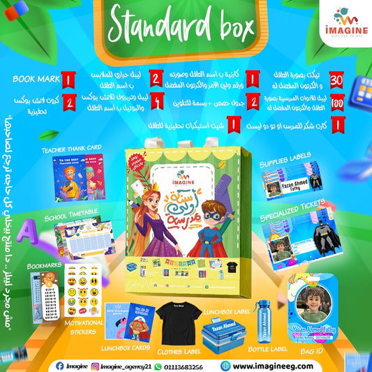 Standard box (blue and pink design)